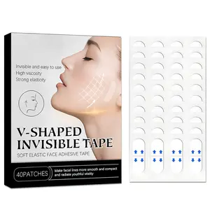 V-Shaped Invisible Face Tape Lifting 40 Strips for Double Chin Jowls & Eye Sagging Women's Contour Enhancer Soft Elastic Adhesive Tape