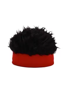 1Pc Men's Winter Knitted Hat with Fake Hair Cap, Hat Wig, Street Style Casual Beanie, Unique Design for Cold Weather, Comfortable and Stylish