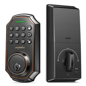 Arpha D180 Keyless Entry Door Lock with Keypad Smart Deadbolt Lock for Front Door 2 Keys Auto Lock Easy Installation Suitable for Various Scenarios Multiple Styles to Choose From with or without APP;Version with and without fingerprint