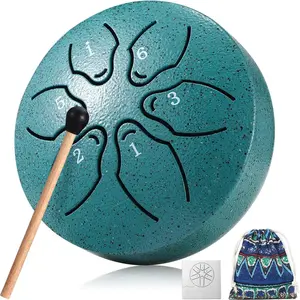 Relaxing Steel Tongue Drum Handpan, 3 Inch 6 Notes, Easy Play Rain Drum for Stress Relief, Meditation and Mindfulness, Beautiful Gift for Adults