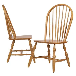 Windsor Spindleback Spindle Dining Chairs Set of 2 - Sunset Trading Oak Selections, Distressed Light Oak Finish, Rubberwood Material, Pre-Assembled Indoor Dining Chairs