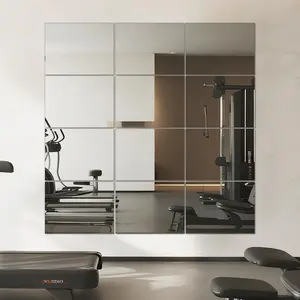 Large Mirror Tiles 16"x12" (12 Pack), Full Length Wall Mirrors for  Gym, Garage, Bedroom, Living Room, Door -  Reflection, Easy DIY Installation