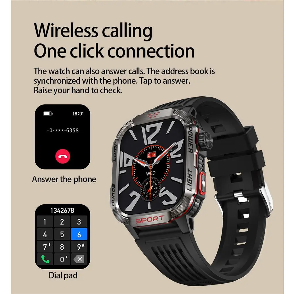 2026 New Men's Magnetic Camera GPS Smart Watch - Adapter, Screen, Compass, Waterproof, Outdoor Sport, Bluetooth Call, Music, English, Turkish, Chinese, Arabic, Russian, Italian, German, French, Portuguese Support, Charging Cable Included