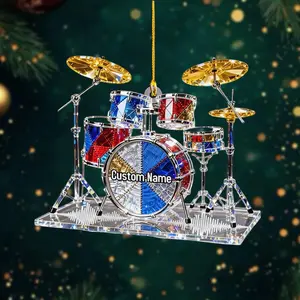 Personalized Drum Set Christmas Ornament, Custom Musician Gift, Band Drummer Xmas Tree Decoration