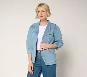 LOGO by Lori Goldstein Cropped Denim Jacket