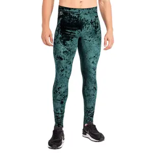 Kapow Meggings Green Crushed Velvet Dragon Men's Leggings - Luxe Lounge & Festival Fashion, 4-Way Stretch, Adjustable Drawstring, Machine Washable Gusset Embroidered