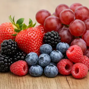 Live Berry Starter Plant Variety Pack - 1 Year Seedlings of each Blackberry, Grape, Raspberry, and Blueberry. Plus 5 Rootstock Strawberries