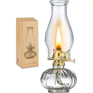 Large Glass Kerosene Oil Lamp Hurricane Lantern for Rustic Decor Style Indoor Use Decorative Lighting