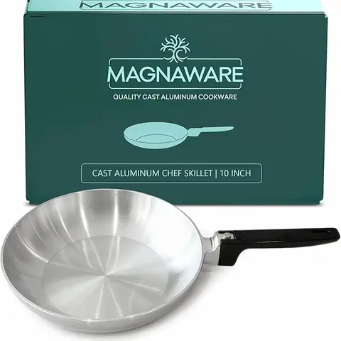 MAGNAWARE 10-Inch Chef Skillet Quick & Even Heat Distribution Lightweight Cast Aluminum Frying Pan Nonstick Skillet Set for Omelette Ceramic Cookware - Oven