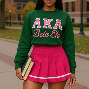 Alpha Kappa Alpha Sorority Sweatshirt – Pink and Green Custom Chapter Crewneck for Sorors, HBCU Greek Apparel, AKA Gift Idea