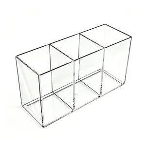 Transparent Three-Compartment Storage Box, Pen/tape/clutter Organizer, Desk Essential, Office Supplies Organizer, Versatile Shelving Unit