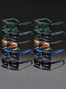 10pcs color striped square trendy sporty sunglasses, unisex, with multiple colors, UV400 protective lenses protect eyes, for outdoor activities and daily wear, durable design ensures comfortable experience all day