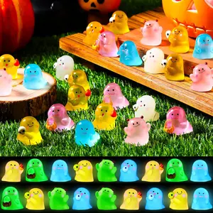 72 count Halloween Mini  Figurines Luminous  Miniature Figurines Cute  Ornament Glow in Dark for Halloween Garden Decoration Crafts(Cute Style)