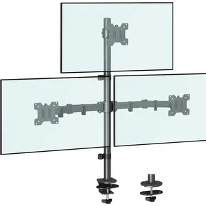 Triple  Stand, Height Adjustable  Desk Mount Fit for 17 to 32 Inch  Screens, Stacked Monitors Arm for 3 Monitors, with C-Clamp and Grommet Base, up to 17.6lbs per Arm