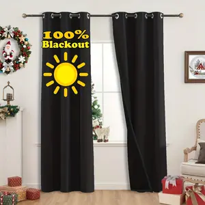100% Blackout Insulated Curtains with Coated Lining, Blackout Window Cover, Ideal for Living Room Bedroom Kitchen Home Decor, Minimalist Style, 1pc, Thermal Insulated Curtain