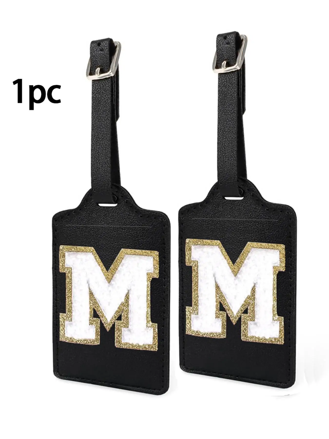 Letter Patched Luggage Tag, Pu Leather Personalized Letter Luggage Tag with Privacy Cover Name Card, Cute Monogrammed Travel Backpack Tag for Women &