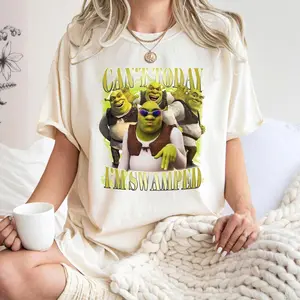 Funny Shrekk Meme Shirt, Can't Today I'm Swamped T-shirt, Cartoon Tee, Retro Pop Culture Humor, Movie Fan Gift IEI29