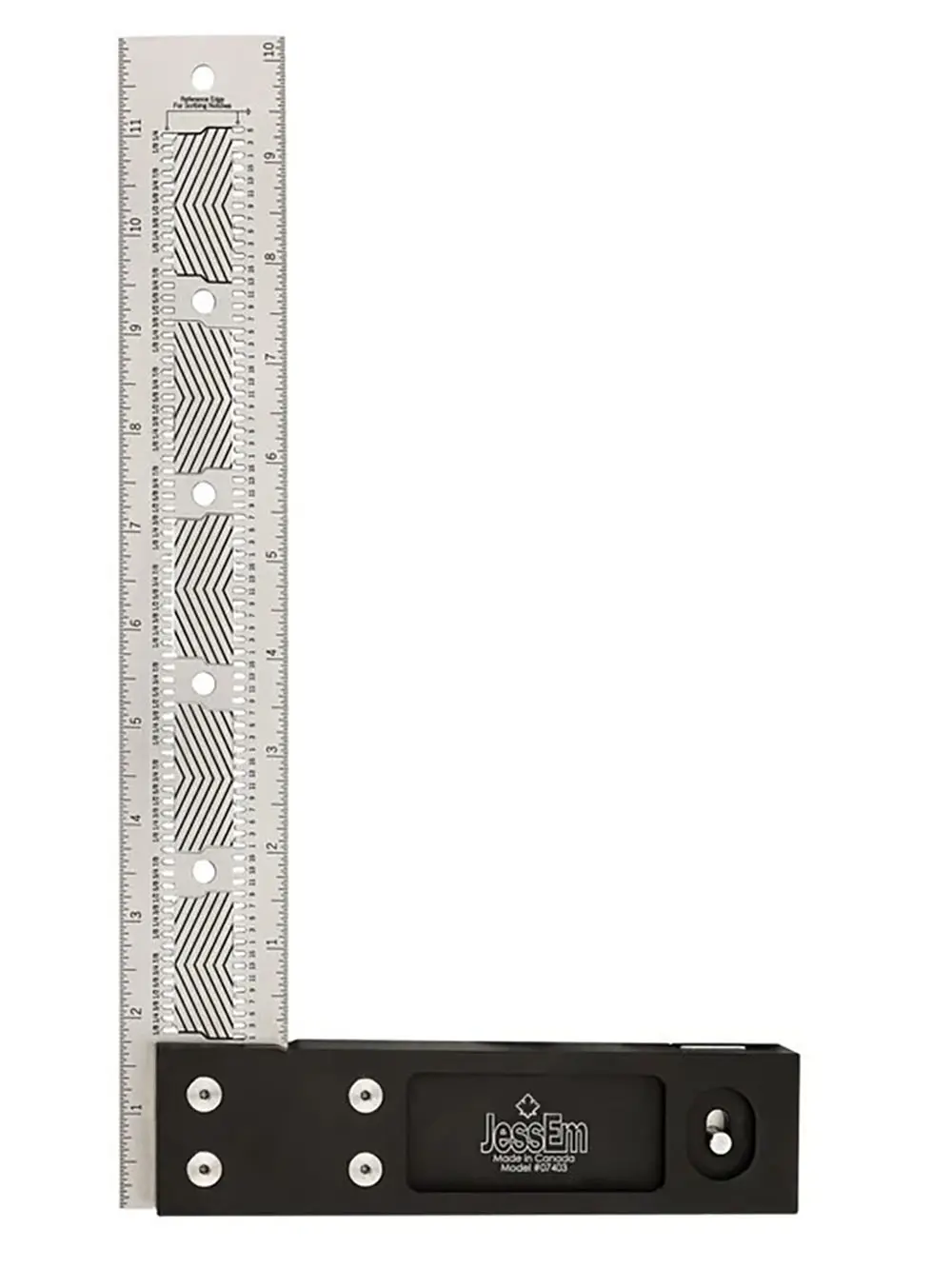 JessEm 07403 12 Inch Imperial Stainless Steel Precision Square for Woodworking and Cabinetry – Premium Measuring Tool Ruler with Patented Flex Grip Handle and Fade Resistant Laser-Etched Markings