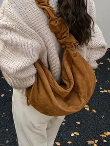 2025 New Women's Suede Leather Luxury Small Batch Oblique Crossbody Dumpling Bag for Work Cross Body Bags