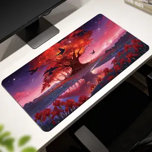 LIVEKEY Extended Mousepad 4080   XXL Large Desk Mat with Enchanting Glowing Mermaid & Jellyfish Underwater Design  Non Slip Rubber Base  Stitched Edges for Gaming & Office Use