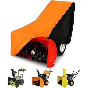 Snow Blower Cover, Heavy Duty 600D Oxford Fabric, Bottom Elastic Band Reflective Strips  Both Sides, Universal Snowblower -Weather Outdoor  Snow Protection Cover (Black&Orange)