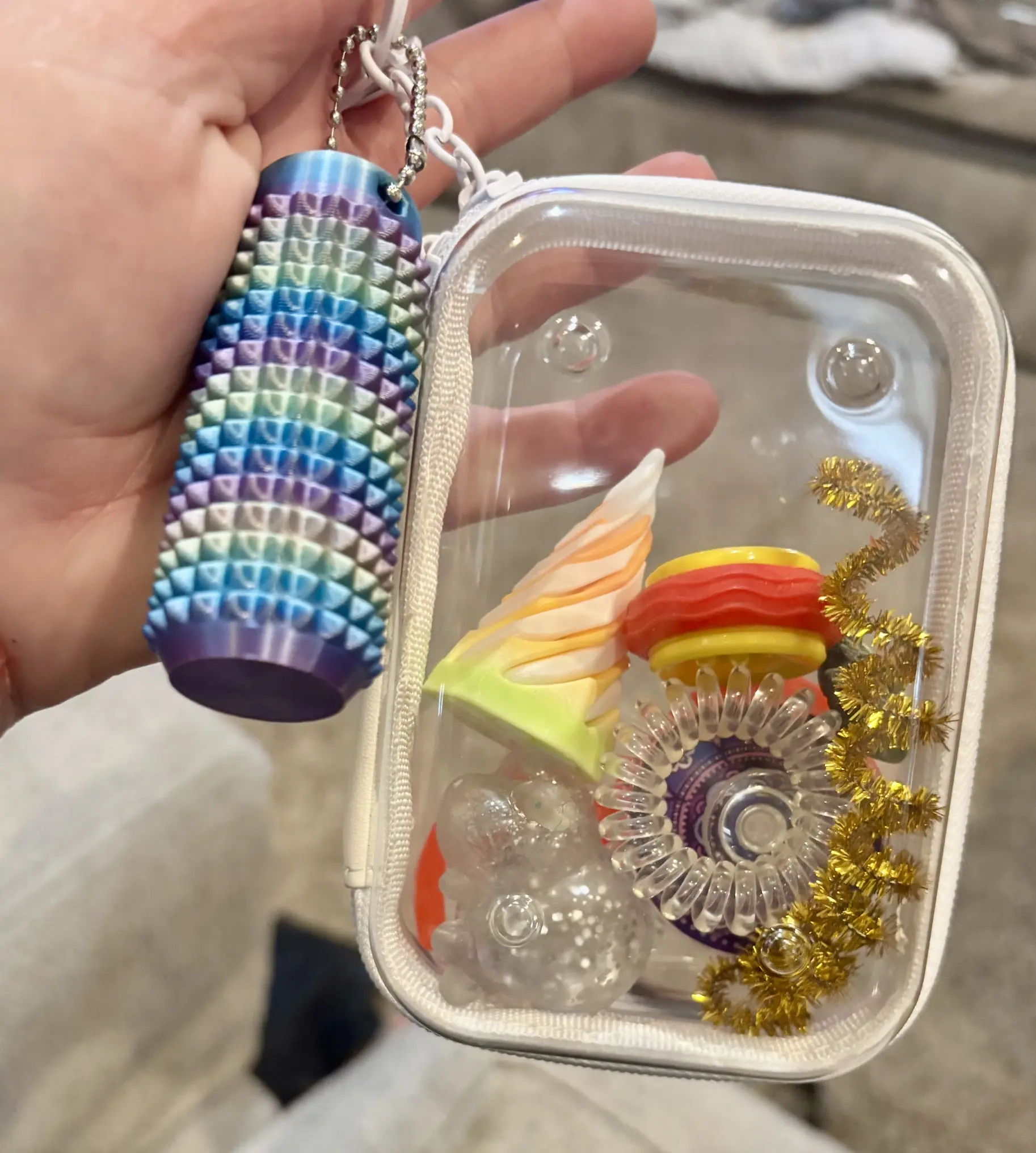 Take-Along Fidget Kit | Portable Sensory & Calming Kit for Stress and Anxiety Relief Finger Spinner, Pain Stim, Squishy Toy, 3D printed fidget, fidget spinner, spiral bracelet