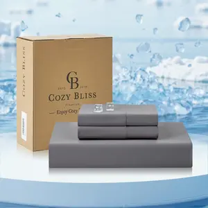 Cooling Sheet Set Queen Size, Q-Max>0.45, 3PCS No Flat Sheet with 2 Pillowcases, Breathable Fitted Sheet for Hot Sleepers & Night Sweats, Deep Up to 18 Inches, Dark Gray