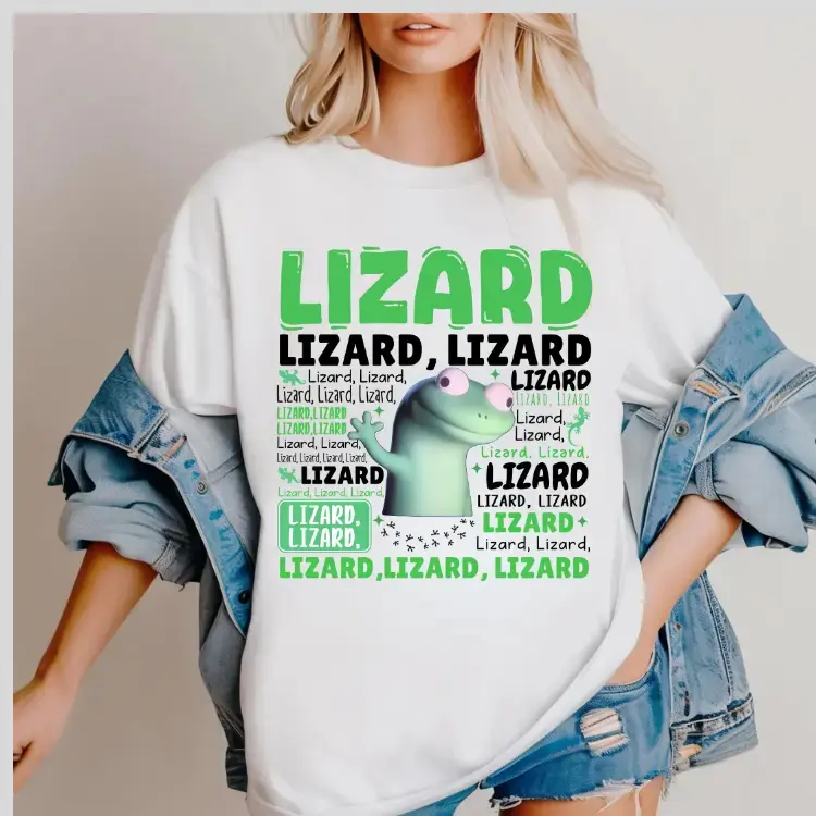 Lizard Lizard Lizard Shirt, Meme Tee, Funny Weirdcore Y2K Aesthetic Gift，Women's Cotton Short Sleeve Cotton tshirt