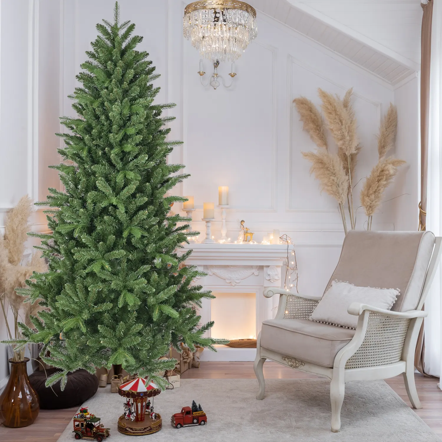 6ft Collapsible Synthetic Christmas Tree, 1168 Branch Tips, Full & Lifelike Hinged Pine, PE+PVC Mixed Needles, Easy Assembly & Fluff, Stable Reusable Metal Stand, No Lights, for Indoor Holiday Home Decor, Indoor Decor