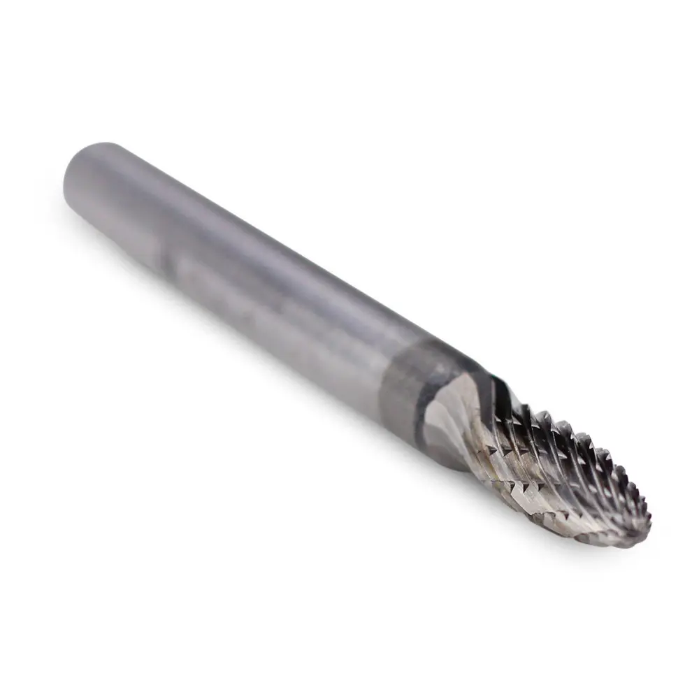 Flame Shape Carbide Burr, Double Cut - 1/4" Shank