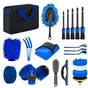 23pcs set, multifunctional cleaning brush set, car cleaning kit, with storage bag for easy storage, suitable for various cleaning scenarios such as floor tiles and walls, used for cleaning car interiors, appearances, wheels, etc., car care kit