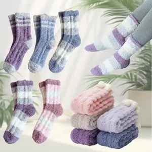 5 Pairs Womens Fuzzy Socks Fleece Fluffy Cabin Plush Warm Sleep Soft Cozy Winter Adult Socks Women's Long Stockings and Ankle Socks