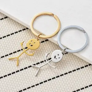 Middle Finger & Stickman Best Friends Keychain – Funny Matching Couple Keychains, Cute Quirky Friendship Accessories