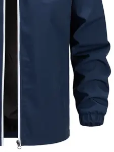 Men's Spring Fall Outdoor Windproof Hoodie Jacket, Casual Loose-Fitting Striped Sporty Coat, Warm Drawstring Design for Daily Wear