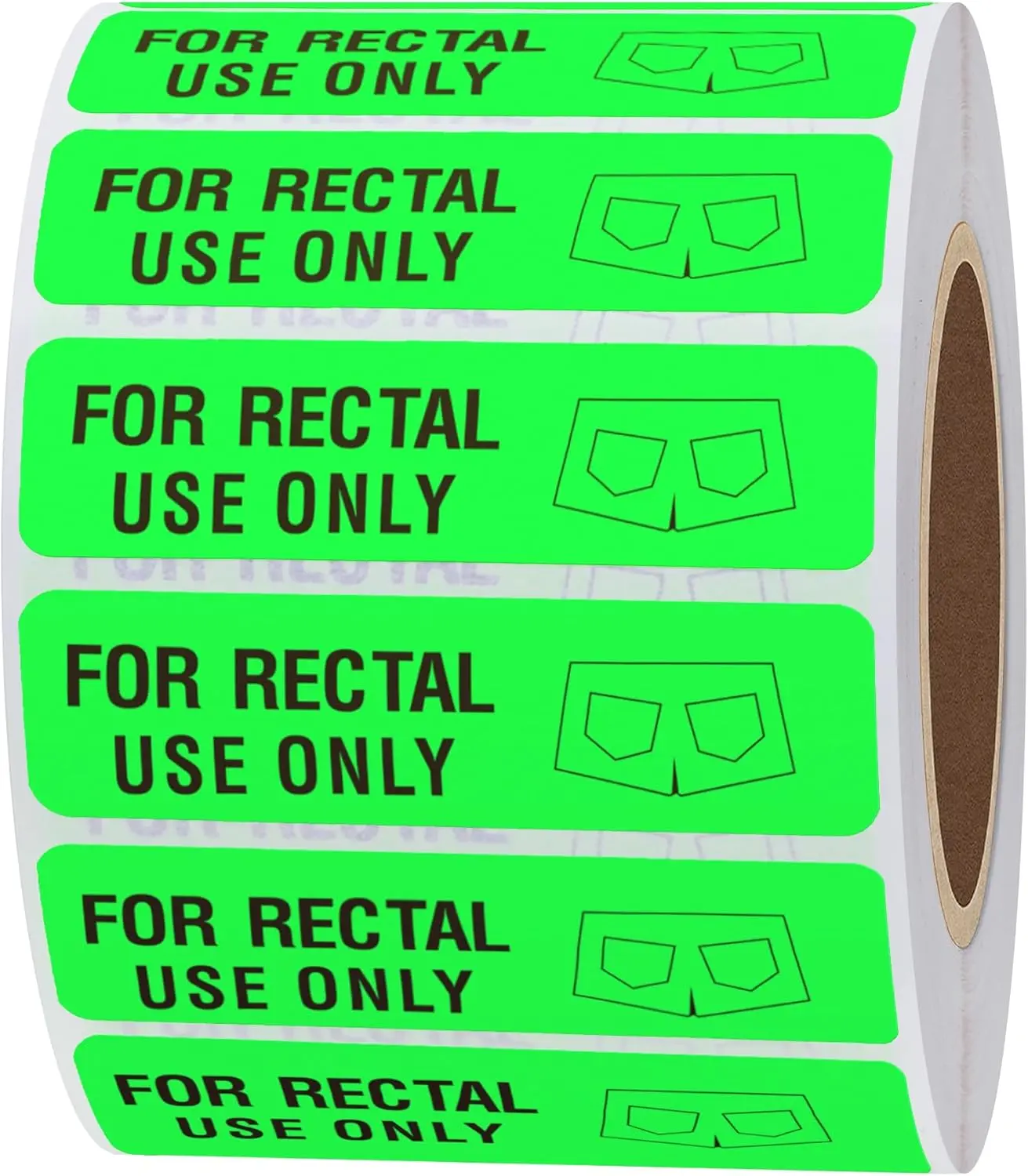 Rectal Use Only Stickers 1.5" x 0.375" Fluorescent Green Stickers with Permanent Adhesive 500 Labels Per Roll Fluorescent Green