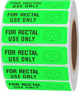 Rectal Use Only Stickers 1.5" x 0.375" Fluorescent Green Stickers with Permanent Adhesive 500 Labels Per Roll Fluorescent Green