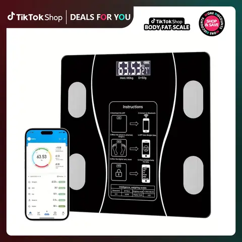 Digital Bathroom Scale - Sturdy Healthcare Scale with Ultra-Compact Modern Design, LED Display, Thin Wide Tempered Glass Platform, Durable Plastic Construction, Accurate Weighing, Bluetooth Functionality for Fitness Enthusiasts
