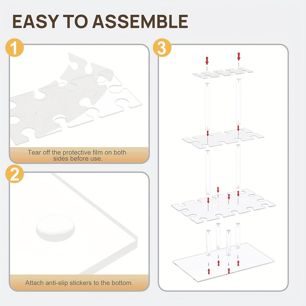 ADISEN 3 Tier Acrylic Champagne Holder 2 Tier Acrylic Champagne Flute Holder Stand for Party with 10 Slots, Countertop Champagne Glass Holder Stand Champagne Tower, Rectangle Acrylic Champagne Display Rack Stand 16.93×9.06×1.97 inch