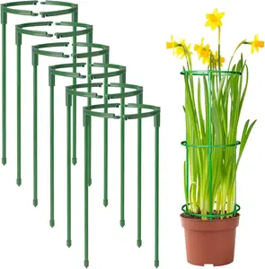 Plant Support Stakes 12Packs Half Round Plant Stakes Indoor Plants Stackable 3 Tier Garden Flower Support