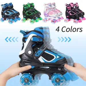 Nattork Kids Roller Skates for Boys Girls Kids, 4 Sizes Adjustable Quad Skates with All Light up Wheels - Reinforced Nylon Buckle, ABEC-7 Bearings, Indoor Outdoor Sports Birthday Gift