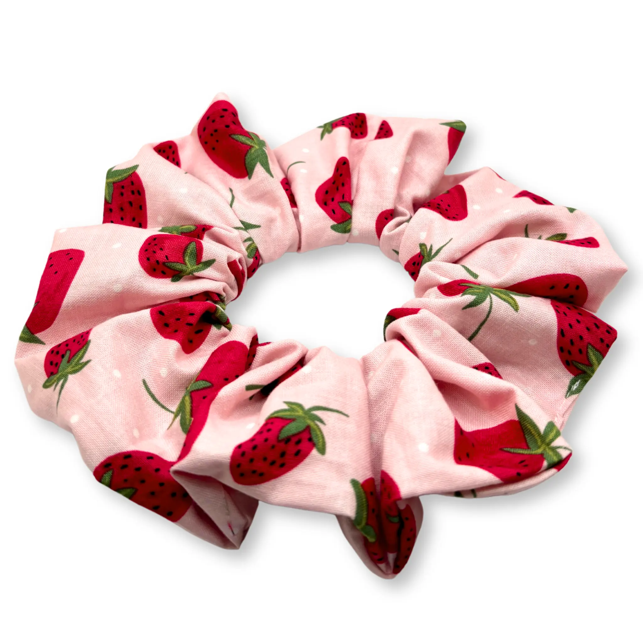 Pink Strawberry Summer Scrunchie