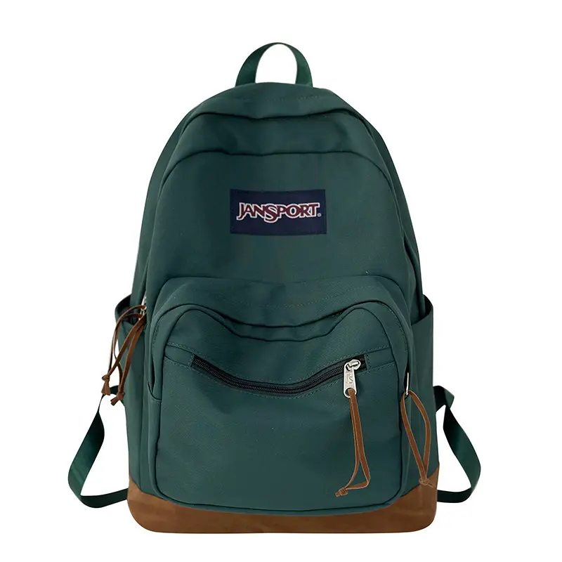 JanSport Army Green Suede-Panel Backpack—High-Capacity Student Laptop & Travel Backpack (Back-to-School Essential)