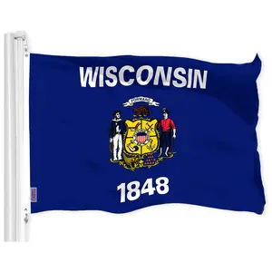 G128 Wisconsin WI State Flag | 3x5 Ft | LiteWeave Pro Series Printed 300D Polyester | Indoor/Outdoor, Vibrant Colors, Brass Grommets, Thicker and More Durable Than 100D 75D Polyester