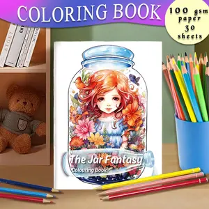 The Jar Fantasy Colouring Book, 30 Sheets 100gsm Thick Paper Colouring Book, DIY Painting Supplies for Stress Relief, Holiday Gift