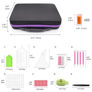 60 Slots Storage Container for Diamond Art Kits for Adults,Portable Diamond Painting Storage Box with Accessories and Tools