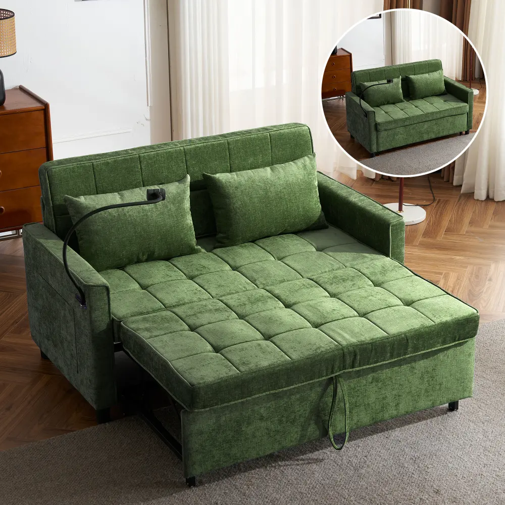 Green + Chenille + 2 Seat + Foam