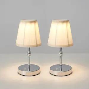 3000 mah Battery lamp,5W LED Small Touch Lamps,3 Color Temperature Dimmable Rechargeable Lamp,Cordless Lamp for Kitchen,Mini Lamps for Small Spaces (Chrome,2 Pack)