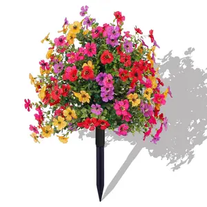 Artificial Flower Stake Outdoor Decor, Multi-Color Garden Stakes for Yard & Lawn, No Fade Plastic, All Season Decoration