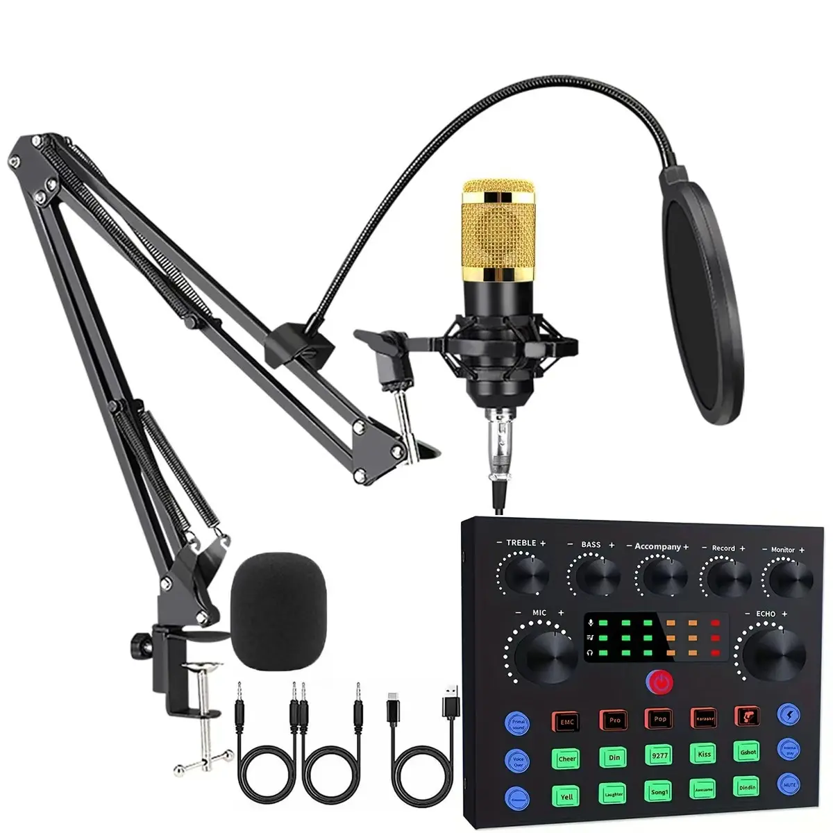 All-In-One Podcast Equipment Bundle, V8s Dj Mixer & Voice Changer, Bm-800 Mic for Podcasting, Recording, Streaming, Gaming