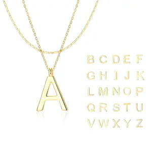 Aprilery Initial Necklace 2 Chains Set – Buy 1 Get 1 Chain Free, A-Z Letter Pendant, Adjustable Layering Jewelry for Women